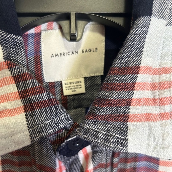 American Eagle Outfitters Blue and Orange Casual Button Down Shirt - Picture 3 of 3